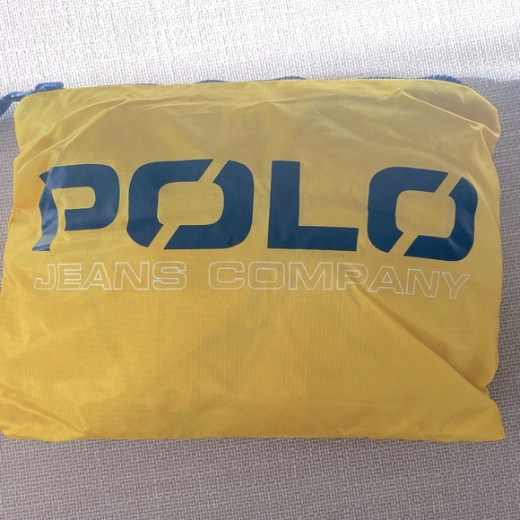 🏇🏽💛Polo Ralph Lauren Jeans Packable Windbreaker Jacket Yellow Blue Size M - Picture 2 of 12